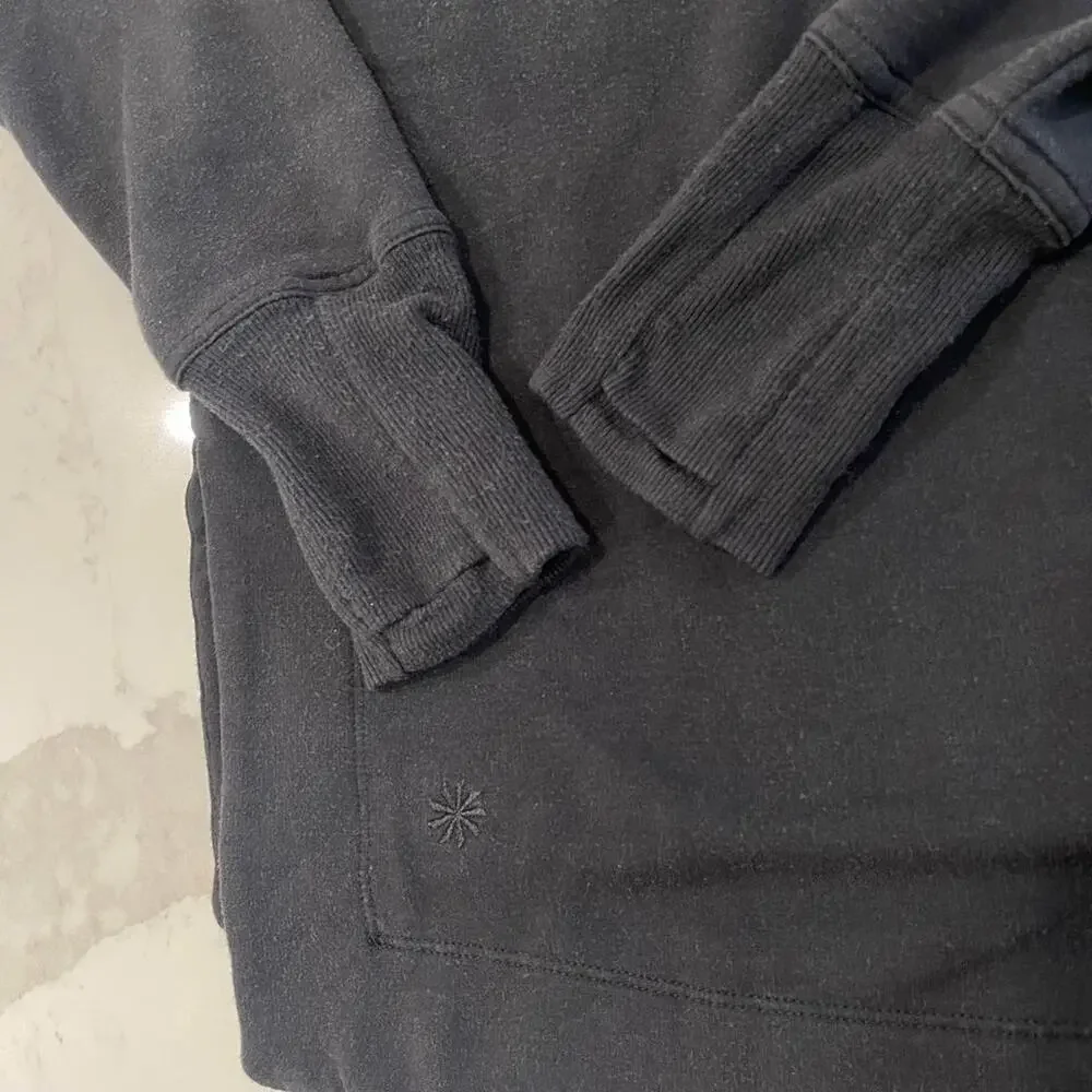 Athleta Coaster Luxe Recover Crewneck Sweatshirt Women's Small Petite Black Cozy - Picture 9 of 9